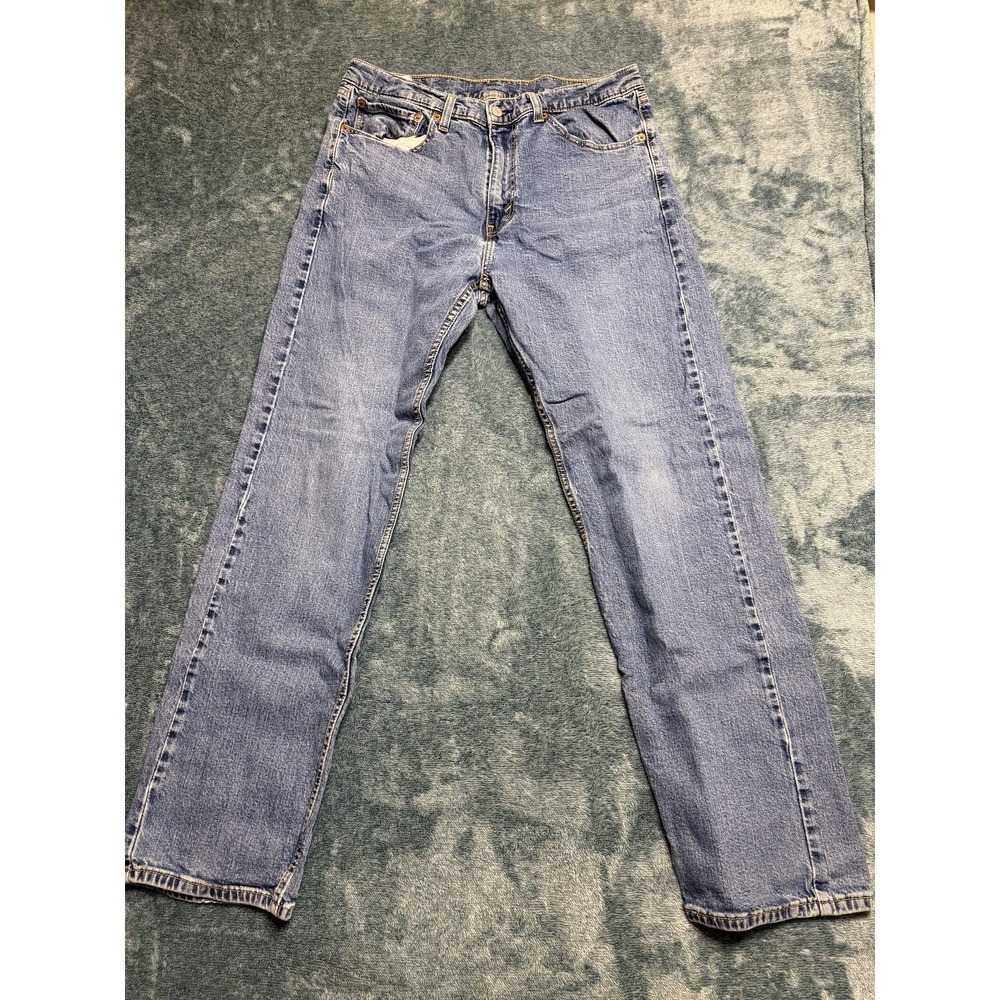 Levi's 505 Regular Fit 36x34 Men's Blue Stretch Straight Leg Jeans